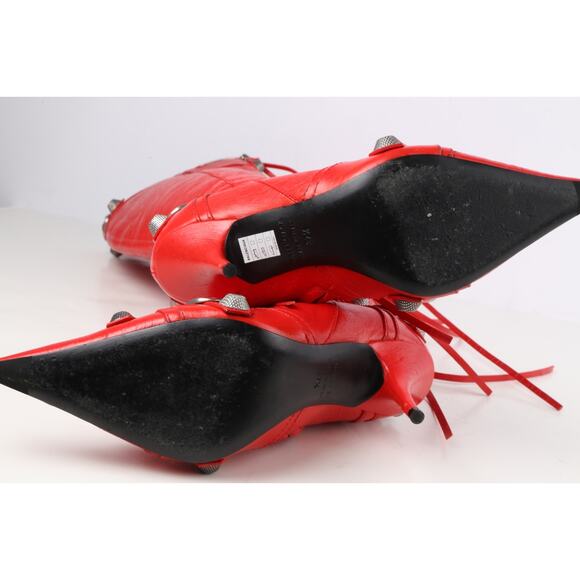 Balenciaga Cagole Boots Red Leather Knee High Pointed Toe Size 37.5 - Picture 14 of 16